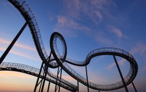Rollercoaster showing twists and turns and upside-downs